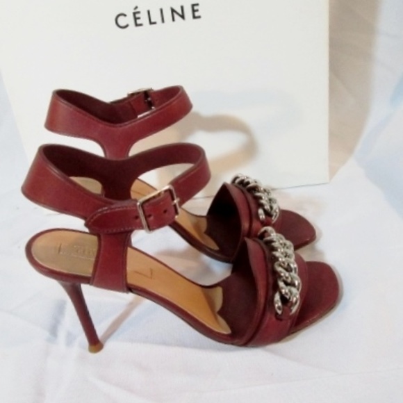 Celine Shoes - NEW CELINE PARIS ITALY BORDEAUX LEATHER Sandal 90